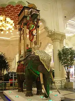 India Court with a working reproduction of the elephant clock