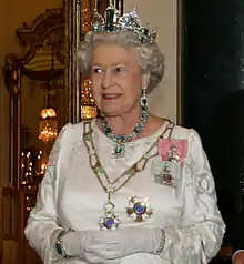 Queen Elizabeth II wearing the Brazilian Aquamarine Parure in 2006