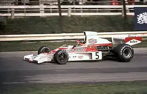 Fittipaldi in the McLaren M23 in the 1974 Race of Champions at Brands Hatch