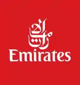 The Emirates logo is written in traditional Arabic calligraphy