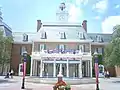 The American Adventure pavilion in Epcot, also in Walt Disney World, uses forced perspective to make a five-story building appear to be two and a half stories.