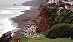 Pacifica, California coast after major storms in 1997 (resulting from the strongest El Niño on record) destroyed the houses shown above.