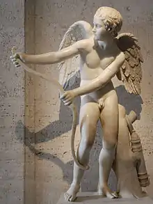 Eros Stringing his Bow, a Roman copy from the Capitoline Museum of a Greek original by Lysippos; 2nd century AD; marble; height: 123 cm; Capitoline Museum (Rome)