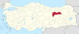 Location of the province within Turkey