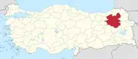 Location of the province within Turkey