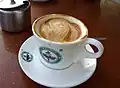 Caffè macchiato as served at Kaldi's, Addis Ababa, in Ethiopia