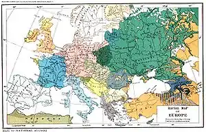 Albanians in Greece (light blue shade), 1923 (C.S. Hammond & Co)