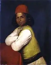 Dark-skinned child in colourful clothing