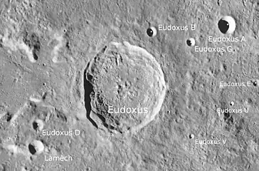 Eudoxus crater and its satellite from a LRO image