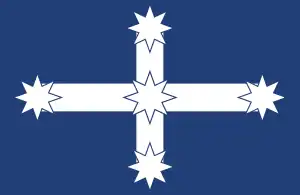 Eureka flag.mw-parser-output cite.citation{font-style:inherit;word-wrap:break-word}.mw-parser-output .citation q{quotes:"\"""\"""'""'"}.mw-parser-output .citation:target{background-color:rgba(0,127,255,0.133)}.mw-parser-output .id-lock-free.id-lock-free a{background:url("//upload.wikimedia.org/wikipedia/commons/6/65/Lock-green.svg")right 0.1em center/9px no-repeat}body:not(.skin-timeless):not(.skin-minerva) .mw-parser-output .id-lock-free a{background-size:contain}.mw-parser-output .id-lock-limited.id-lock-limited a,.mw-parser-output .id-lock-registration.id-lock-registration a{background:url("//upload.wikimedia.org/wikipedia/commons/d/d6/Lock-gray-alt-2.svg")right 0.1em center/9px no-repeat}body:not(.skin-timeless):not(.skin-minerva) .mw-parser-output .id-lock-limited a,body:not(.skin-timeless):not(.skin-minerva) .mw-parser-output .id-lock-registration a{background-size:contain}.mw-parser-output .id-lock-subscription.id-lock-subscription a{background:url("//upload.wikimedia.org/wikipedia/commons/a/aa/Lock-red-alt-2.svg")right 0.1em center/9px no-repeat}body:not(.skin-timeless):not(.skin-minerva) .mw-parser-output .id-lock-subscription a{background-size:contain}.mw-parser-output .cs1-ws-icon a{background:url("//upload.wikimedia.org/wikipedia/commons/4/4c/Wikisource-logo.svg")right 0.1em center/12px no-repeat}body:not(.skin-timeless):not(.skin-minerva) .mw-parser-output .cs1-ws-icon a{background-size:contain}.mw-parser-output .cs1-code{color:inherit;background:inherit;border:none;padding:inherit}.mw-parser-output .cs1-hidden-error{display:none;color:#d33}.mw-parser-output .cs1-visible-error{color:#d33}.mw-parser-output .cs1-maint{display:none;color:#2C882D;margin-left:0.3em}.mw-parser-output .cs1-format{font-size:95%}.mw-parser-output .cs1-kern-left{padding-left:0.2em}.mw-parser-output .cs1-kern-right{padding-right:0.2em}.mw-parser-output .citation .mw-selflink{font-weight:inherit}html.skin-theme-clientpref-night .mw-parser-output .cs1-maint{color:#18911F}html.skin-theme-clientpref-night .mw-parser-output .cs1-visible-error,html.skin-theme-clientpref-night .mw-parser-output .cs1-hidden-error{color:#f8a397}@media(prefers-color-scheme:dark){html.skin-theme-clientpref-os .mw-parser-output .cs1-visible-error,html.skin-theme-clientpref-os .mw-parser-output .cs1-hidden-error{color:#f8a397}html.skin-theme-clientpref-os .mw-parser-output .cs1-maint{color:#18911F}}Judd, Bridget (14 April 2016). "Australia First Party's use of Eureka flag angers rebels' descendants in Ballarat". ABC News. Archived from the original on 22 April 2016.