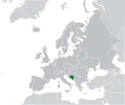 Map showing Bosnia and Herzegovina in Europe