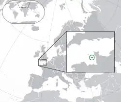 Location of Jersey (green)in Europe (dark grey)