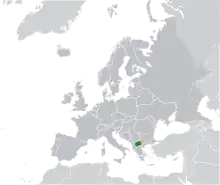 Map showing North Macedonia in Europe