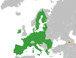 Map indicating locations of European Union and Armenia