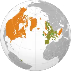 Map indicating locations of European Union and NATO