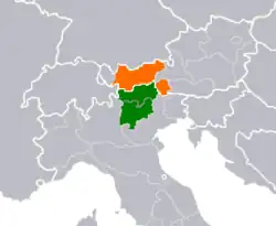 Tyrol's southern part is located in Northern Italy and its northern part in Austria