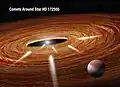 Artist's impression of exocomets plunging into young star HD 172555.