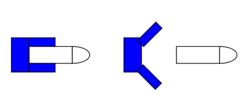 Expanding cup sabot function