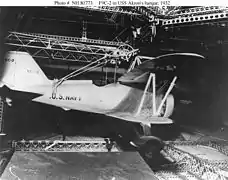 F9C Sparrowhawk inside Akron's hangar.