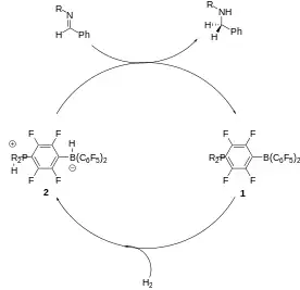 Catalytic cycle for reduction of imine to amine