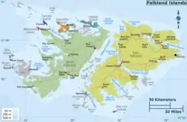 Location of Weddell Settlement in the Falkland Islands