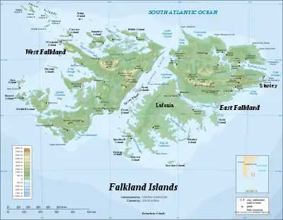 Map of the Falkland Islands