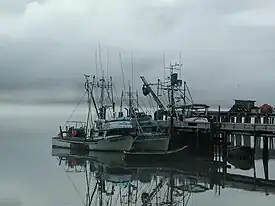 Salmon boats at dock in False Pass, AK.