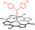 Structure of Fe(TPP)CC(C6H4Cl)2, one of several iron carbenoid complexes reported by Daniel Mansuy.