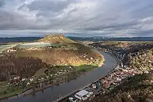 View from Königstein fortress to Lilienstein and Elbe