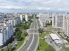 Praga-Południe, the most densely populated district of Warsaw (8,839 people/km2), is composed mainly of apartment blocks built during the times of the Polish People's Republic.