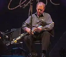 Finbar Furey playing the uilleann pipes in 2012.