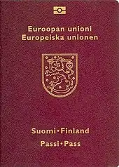 Front cover of a 2006–2012 biometric Finnish passport