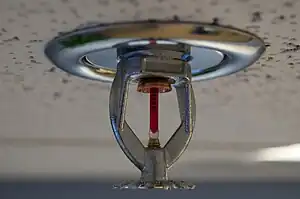 Fire sprinkler mounted on the ceiling