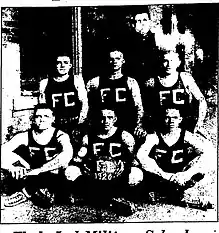 Basketball team photo with "FC" on the players' shirts