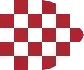 Croatia in personal union with Hungary (Early 16th century–1526). Banner of Croatian troops (chessboard) in battle of Mohacs, carried by one of the captains of Croatian ban.