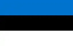 The flag of Estonia, a simple horizontal triband.