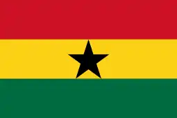 The flag of Ghana, a charged horizontal triband.