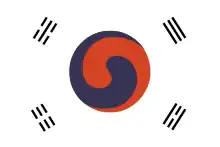 The 1882 flag of Korea (since 1949 the flag of South Korea)