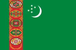 Flag of Turkmenistan (2001): crescent and five stars (representing five provinces)