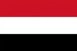 The flag of Yemen, a simple horizontal triband.