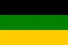 A black, green, and yellow tri-color flag