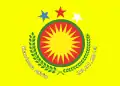 Afrin canton's emblem superimposed on a yellow field.