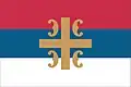 Serbian Orthodox Church flags variants are hoisted sometimes in churches.