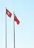 The flag of Hong Kong flying beside the flag of China