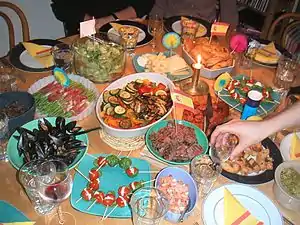 A variety of tapas: appetizers or snacks in Spanish cuisine