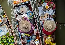 Food peddlers are the mainstay of the floating markets in Thailand