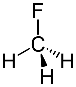 Skeletal structure of fluoromethane.