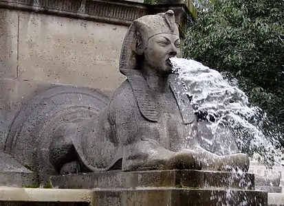 Sphinx of the Fontaine du Palmier, Paris, unknown sculptor, 1808 and 1858