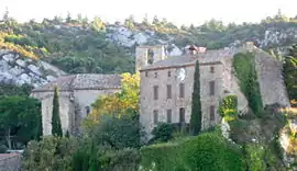 The chateau and church in Fontjoncouse