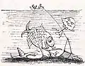 Frontispiece to Forbes's Natural History of the European Seas (Forbes's initials are in the lower right of this cartoon depicting deep sea dredging for marine fauna)